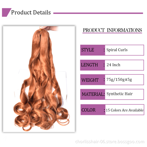 Wholesale Price  Prestreched Spiral Curl Crochet Braiding Hair French Curly Extensions For Braids Synthetic Hair Attachments